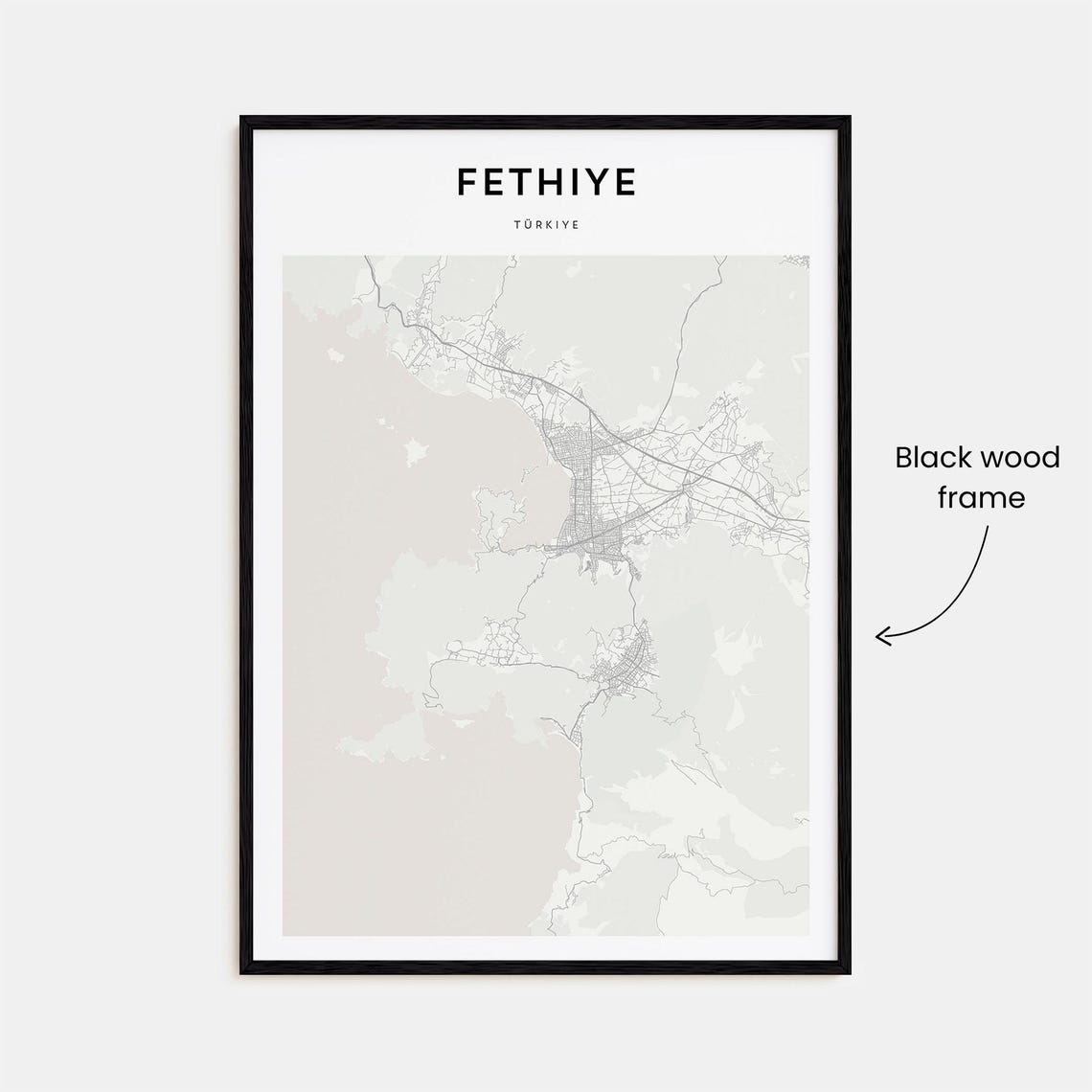 Fethiye Turkiye Minimalist Coastal City Map Poster Modern Wall Decor - Image 3