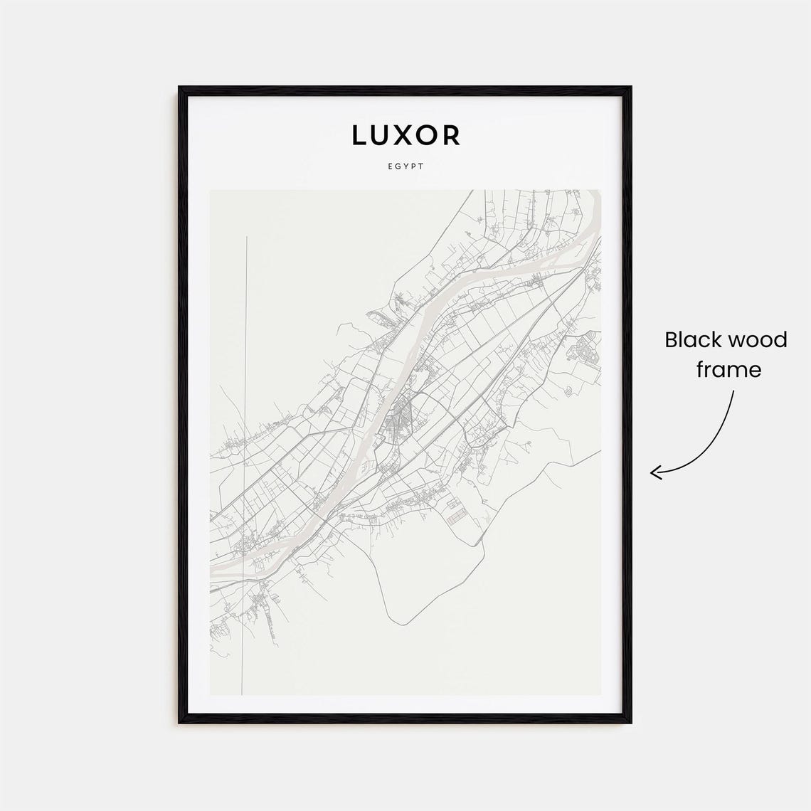Luxor Egypt Minimalist Street Map Poster For Modern Travel Decor - Image 3