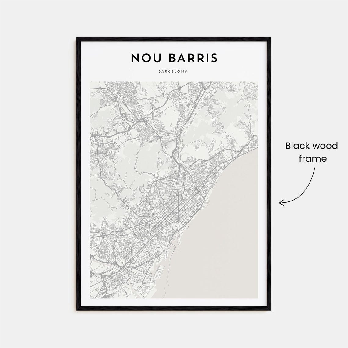 Nou Barris Barcelona Catalan District Minimalist Map Travel Poster - Image 3