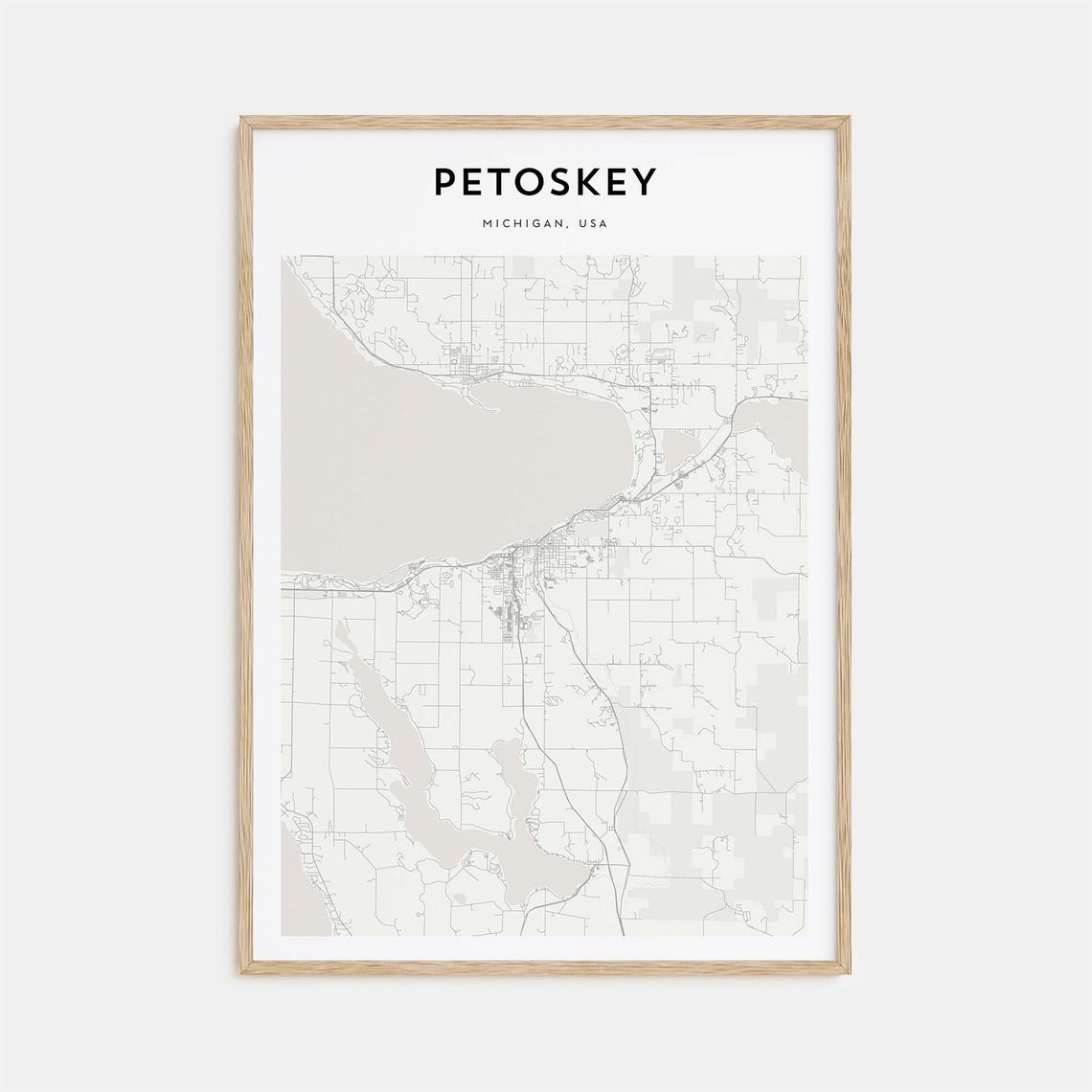 Petoskey Michigan USA Minimalist Street Map Decor Art Poster