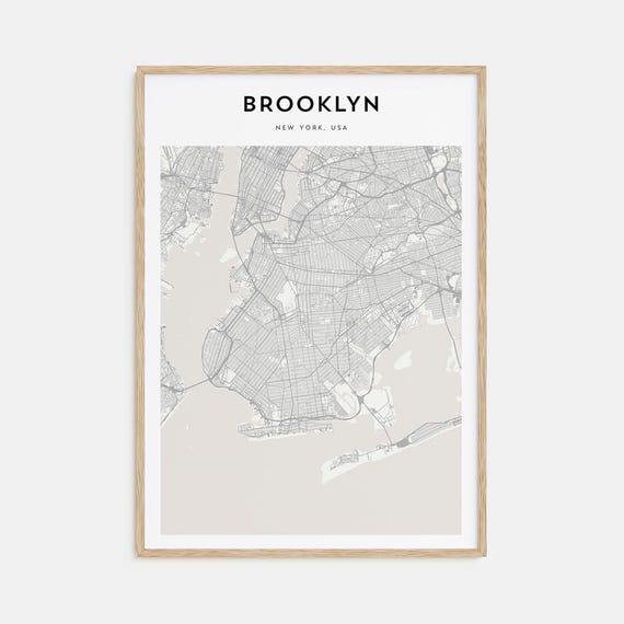 Brooklyn Map Travel Poster, Personalized Map Art