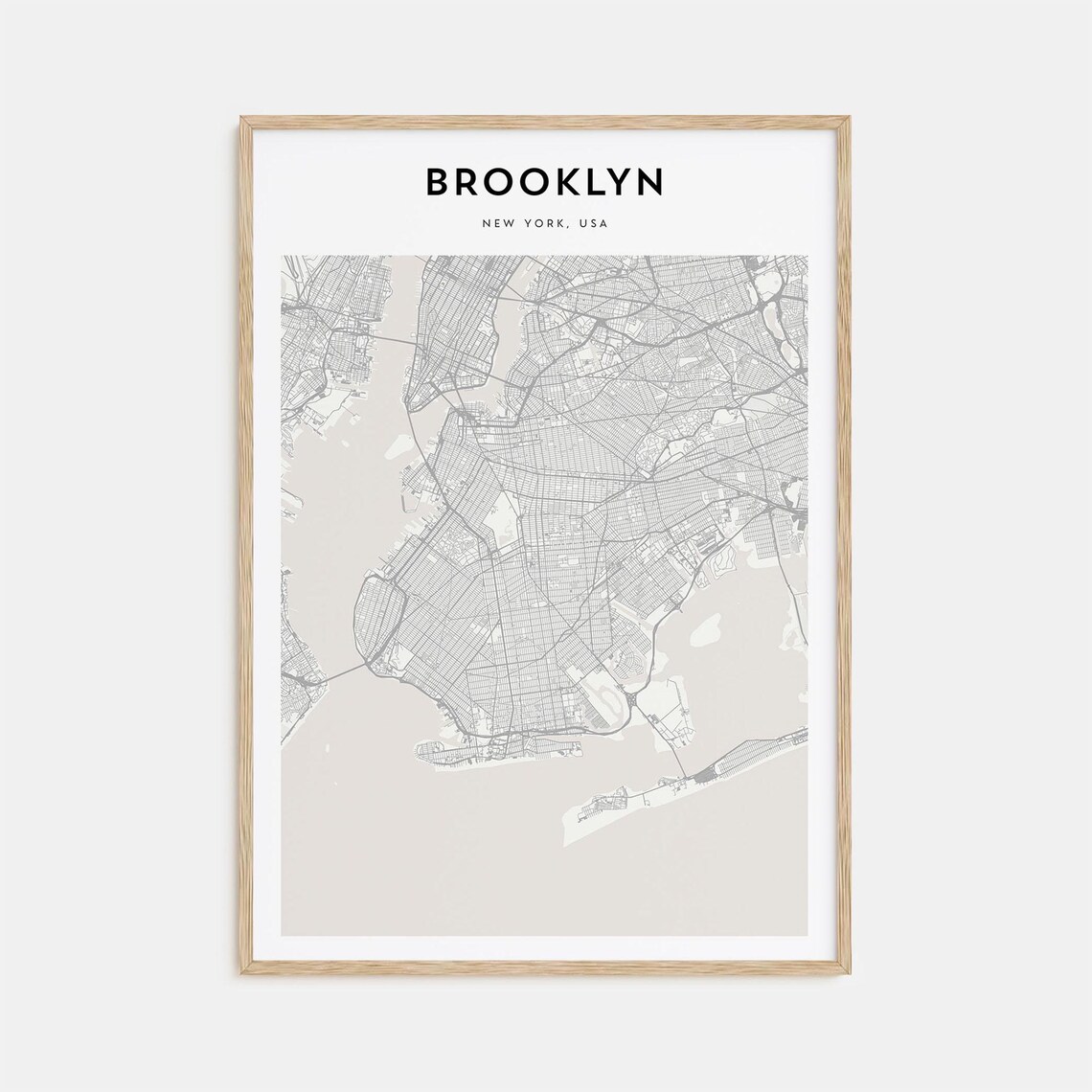 Brooklyn Map Travel Poster, Personalized Map Art