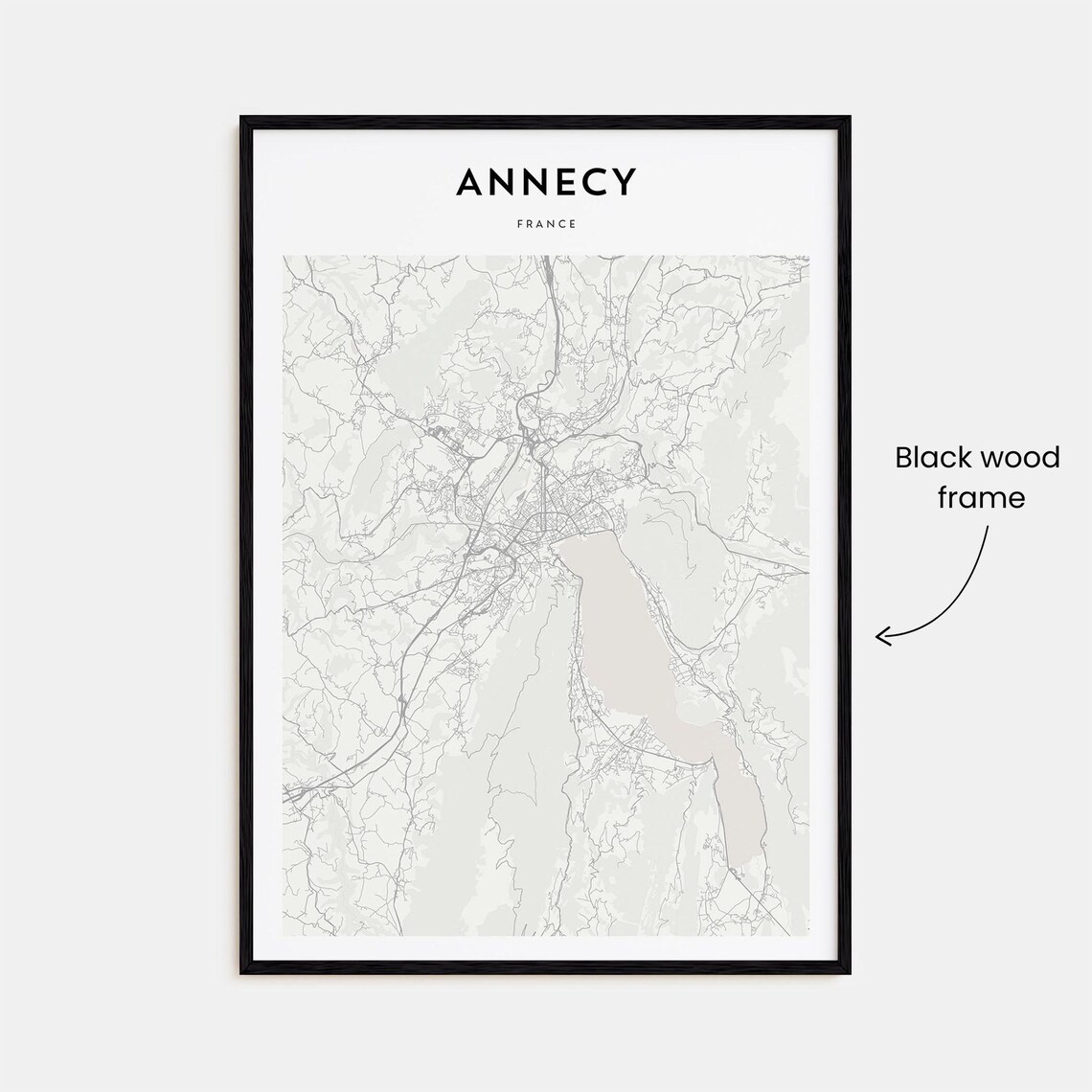 Annecy France Fine Line City Street Map Modern Wall Decor Poster - Image 3