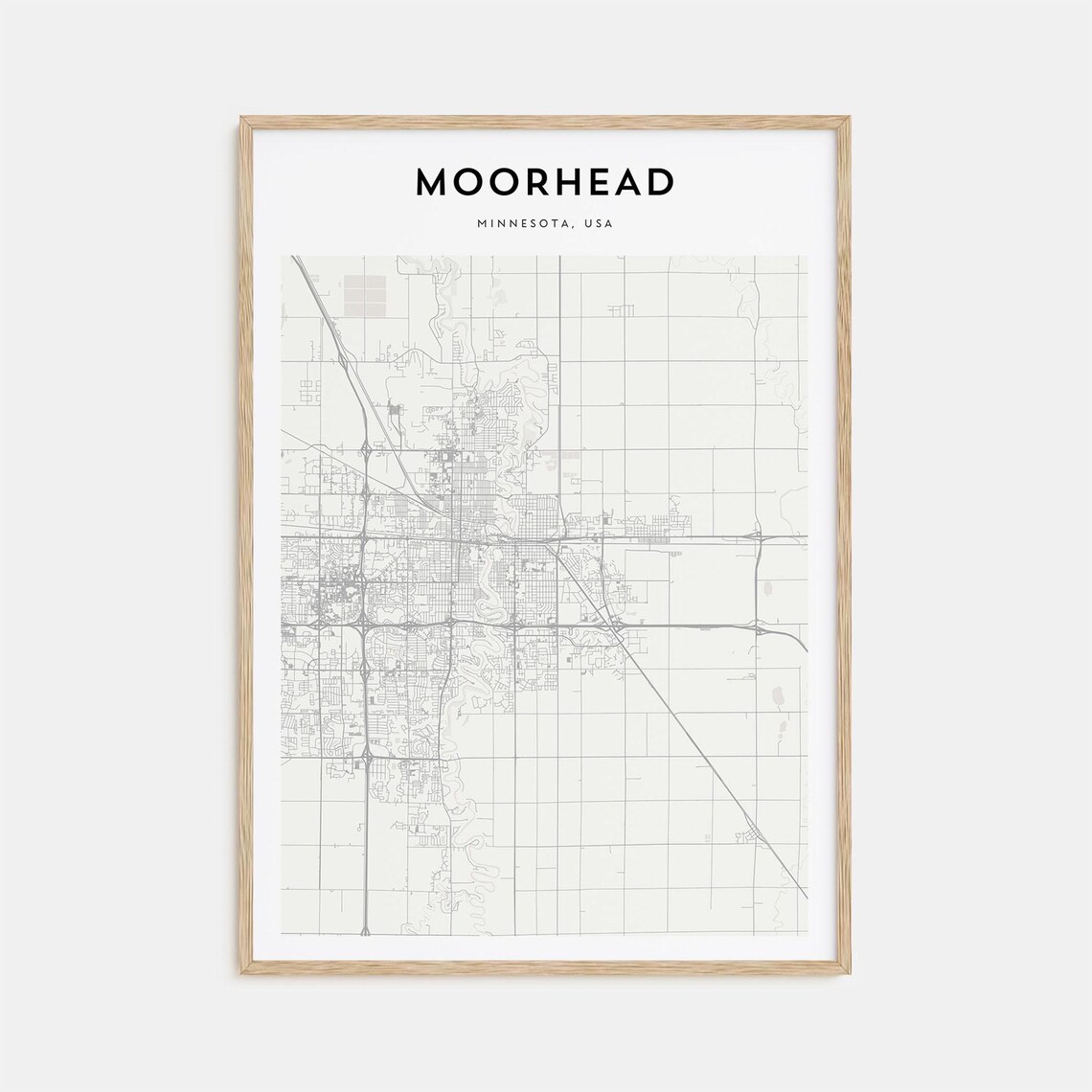 Moorhead Minnesota USA Detailed Street Map Minimalist Modern Poster