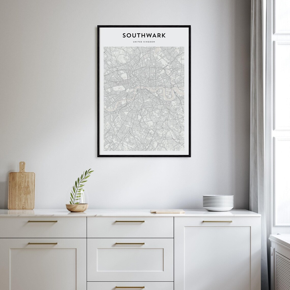 Southwark United Kingdom Minimalist Black White City Street Map Print - Image 2