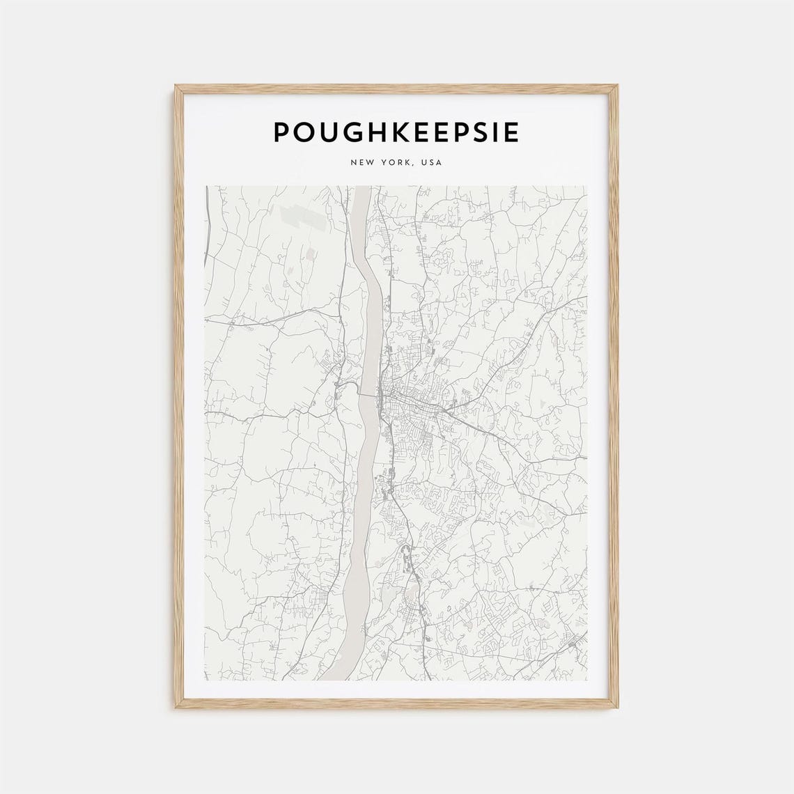 Poughkeepsie New York Minimalist Street Map Hudson Valley Poster