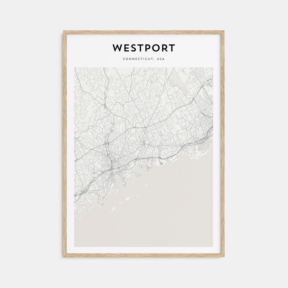 Westport Connecticut Elegant Minimalist City Street Map Poster