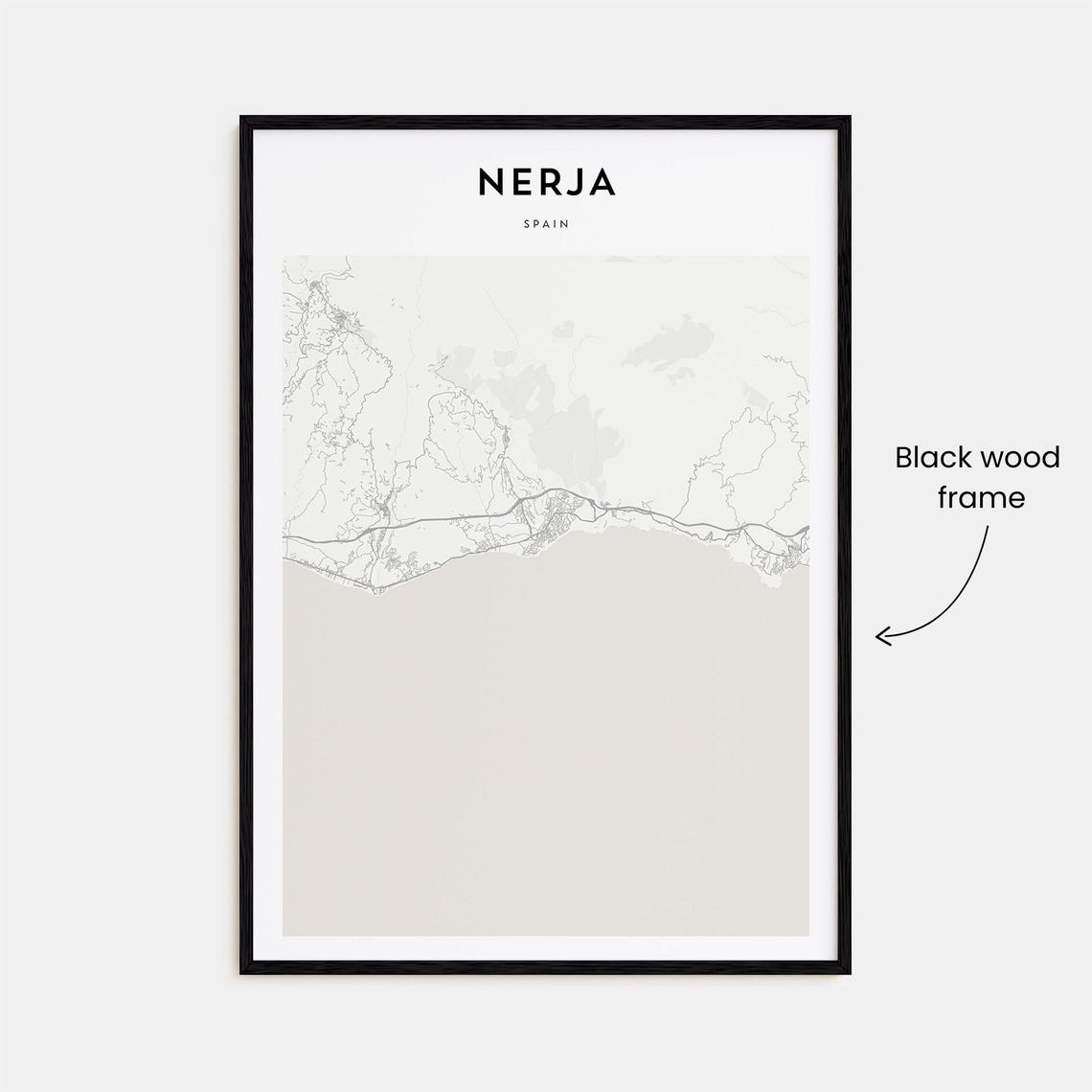Nerja Spain Minimalist Coastal Street Map Costa Del Sol Poster - Image 3