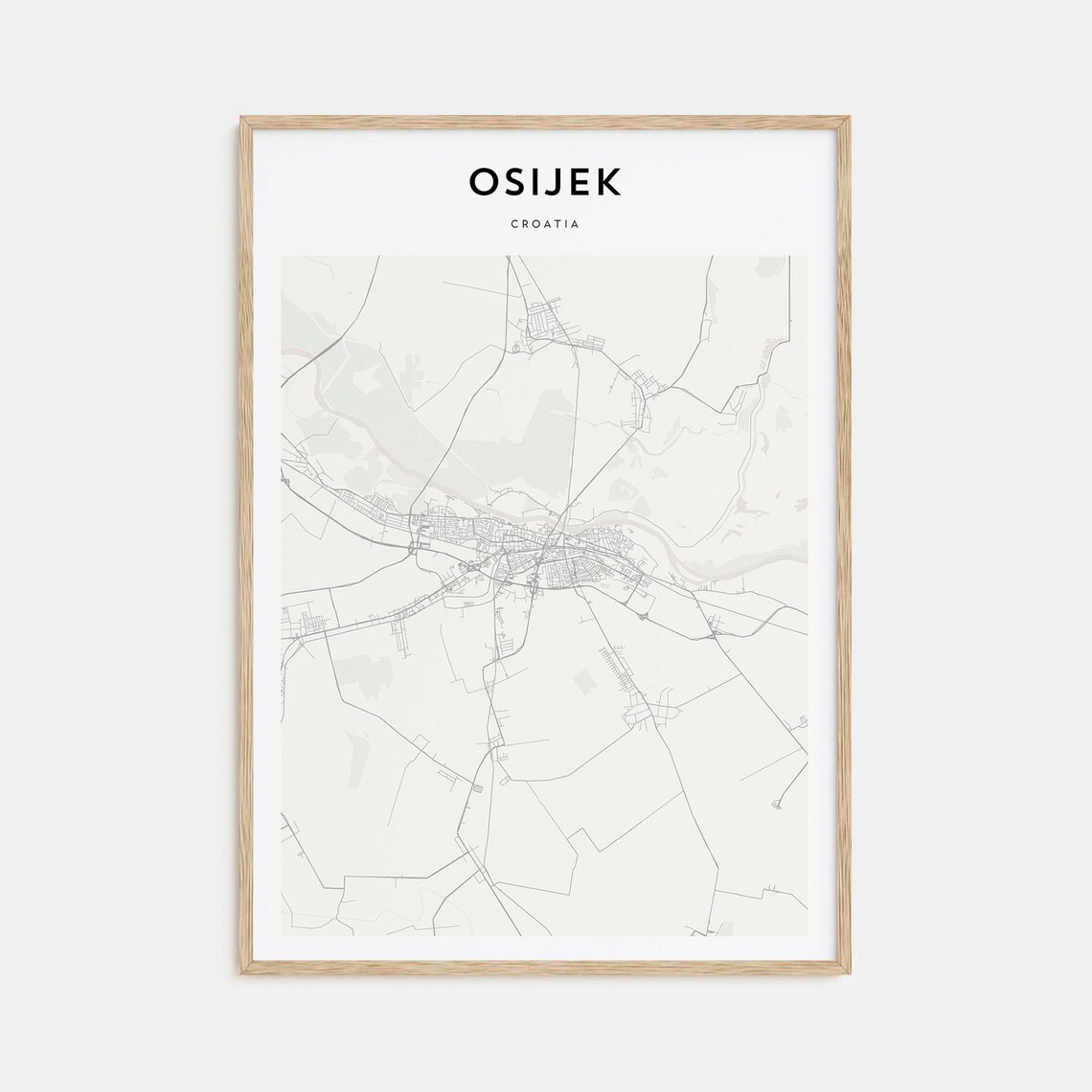 Osijek Slavonia Croatia Minimalist Street Map City Travel Art Poster