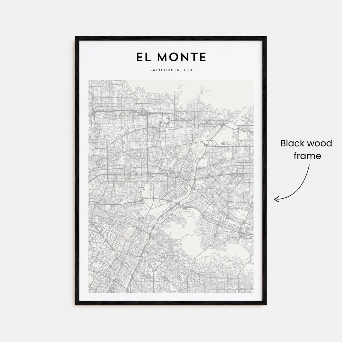 El Monte California Street Map Minimalist Modern City Poster - Image 3