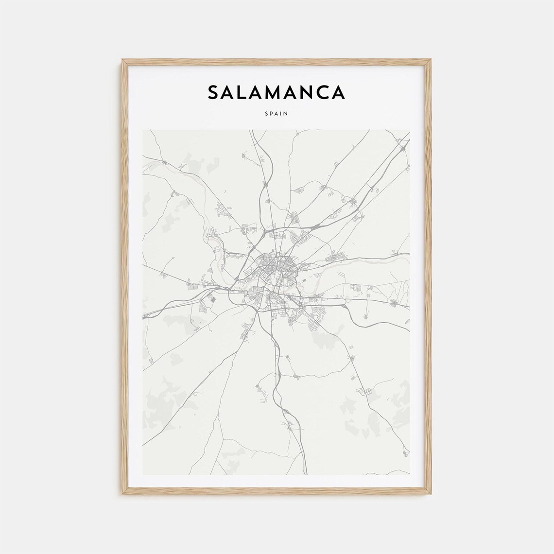 Salamanca Spain Minimalist Street Map Historic University City Poster