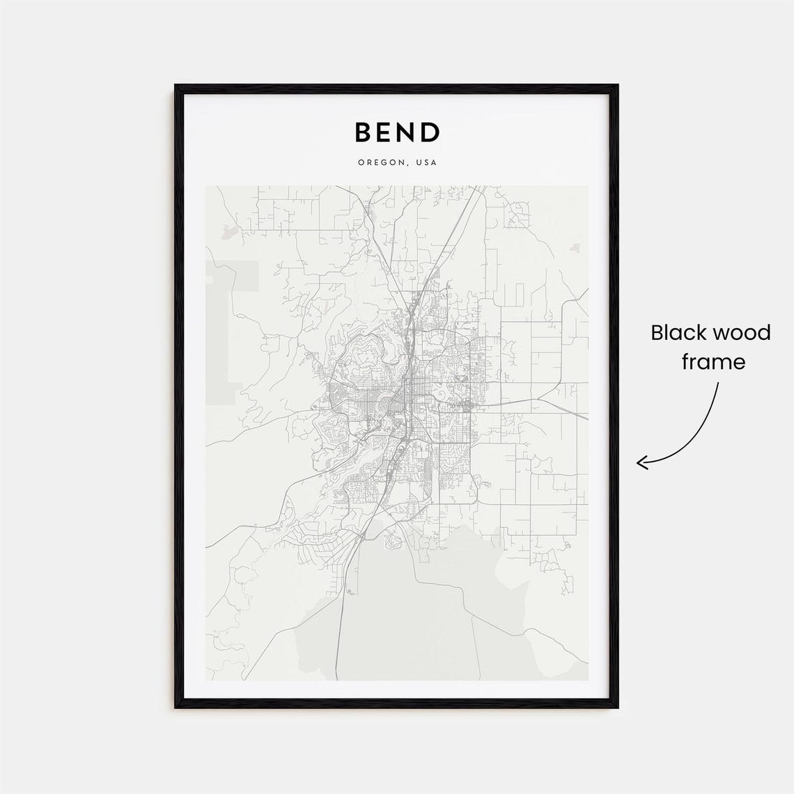 Bend, Oregon, USA Minimalist City Street Map Fine Line Art Poster - Image 3