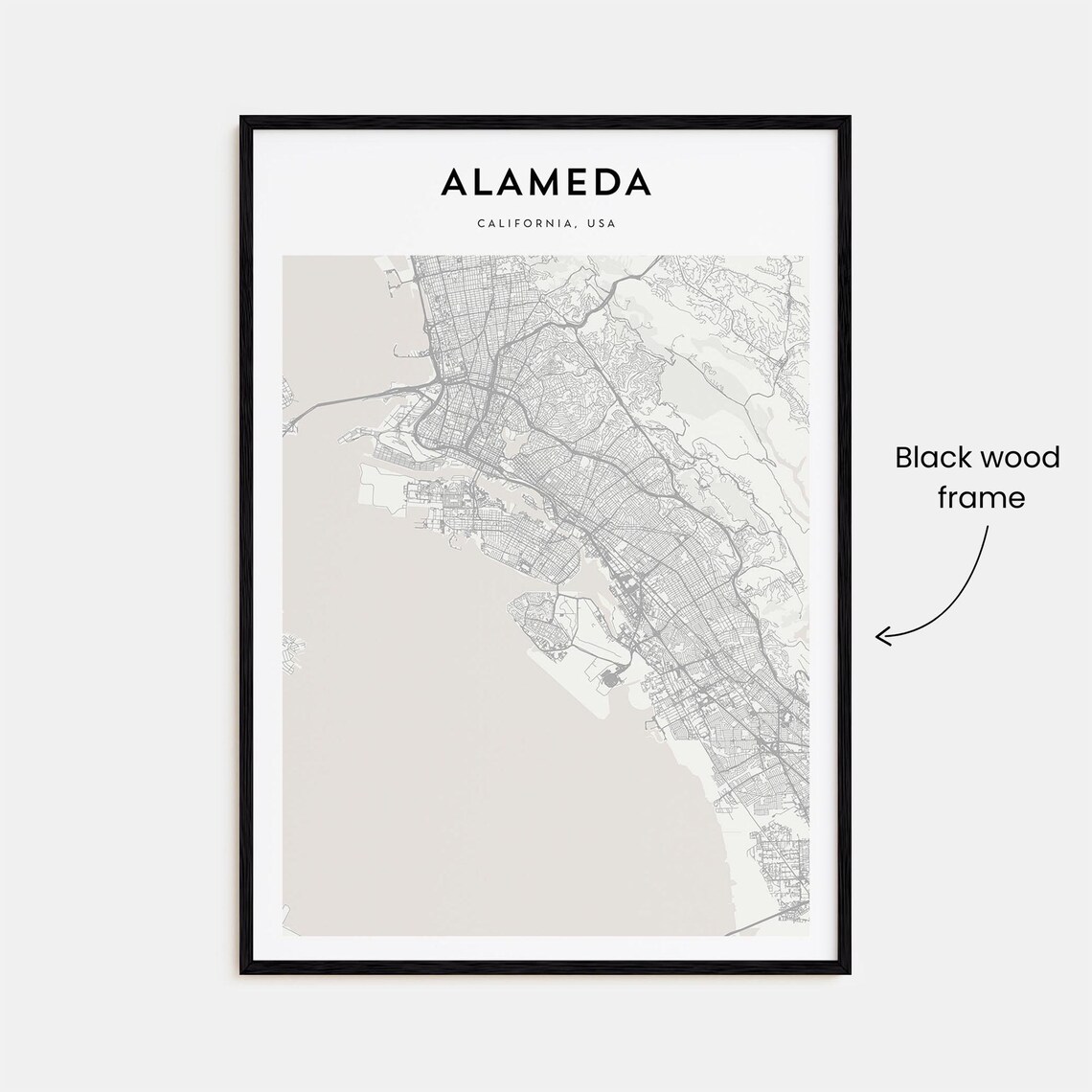 Alameda California Minimalist Bay City Street Map Travel Poster - Image 3