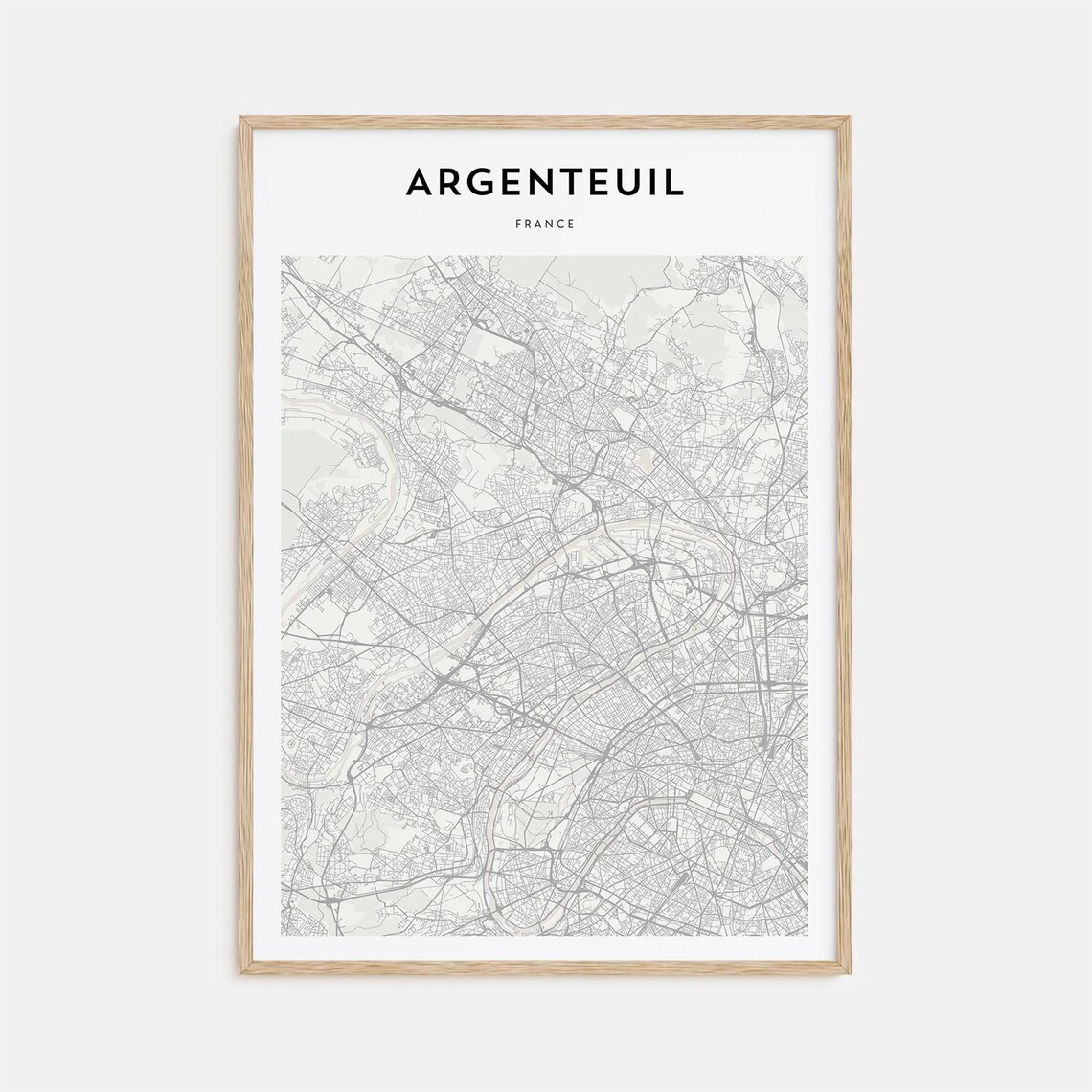 Argenteuil France Personalized Minimalist Gray City Street Map Poster