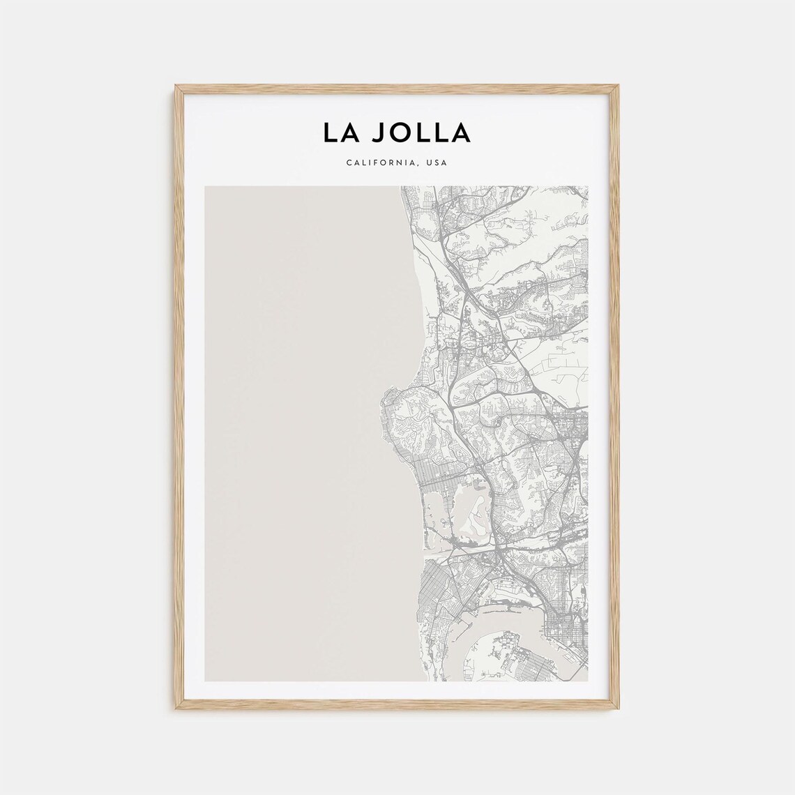 La Jolla California Minimalist Coastal Street Map City Poster