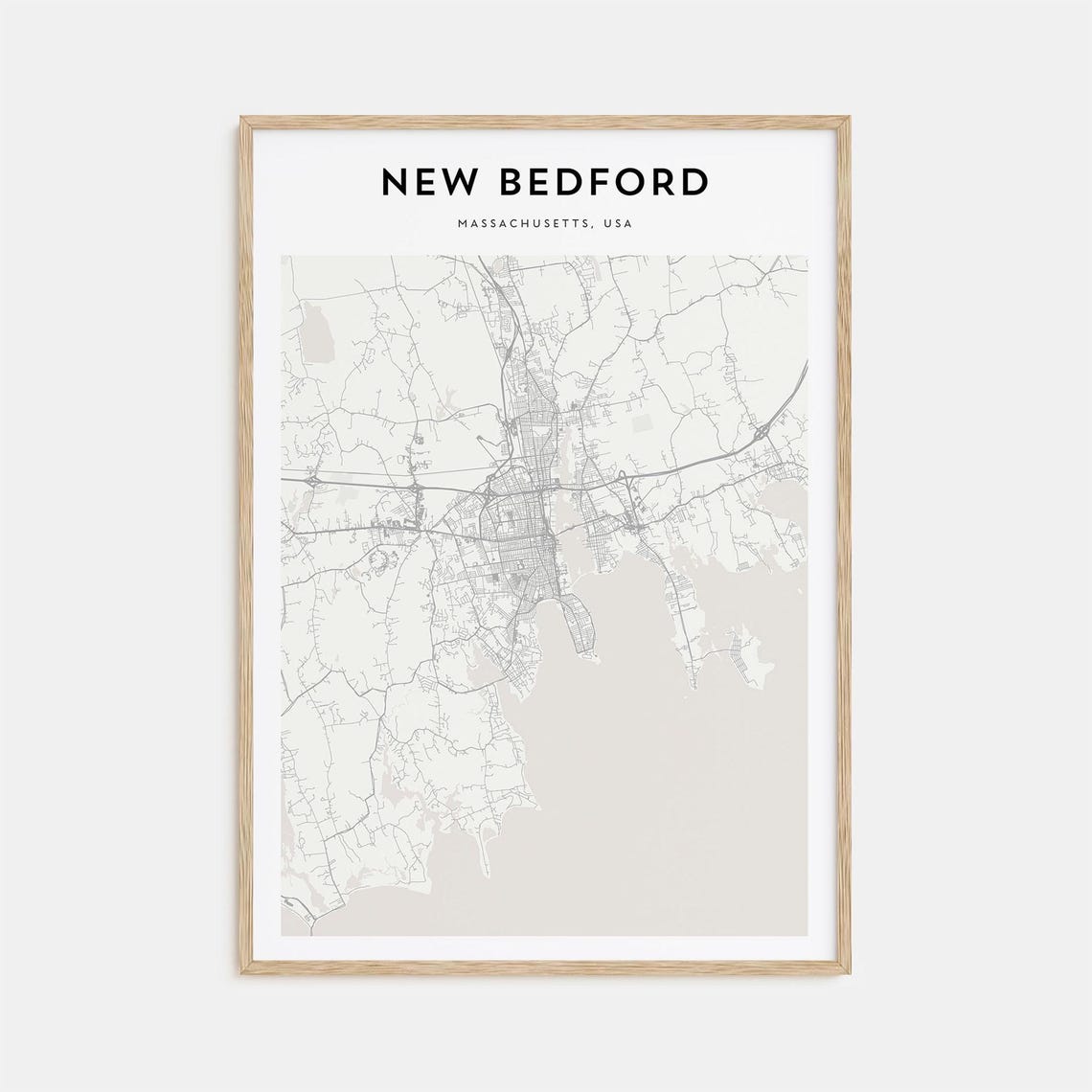 New Bedford Massachusetts Minimalist Street Map Whaling Port Poster