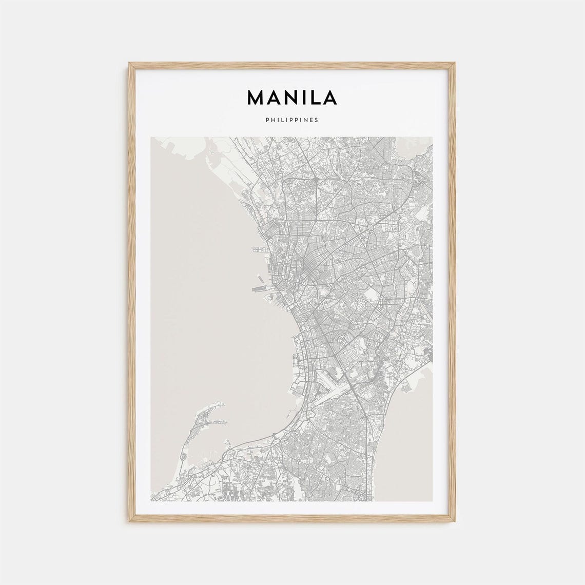 Manila Philippines Minimalist Detailed City Map Street Grid Poster