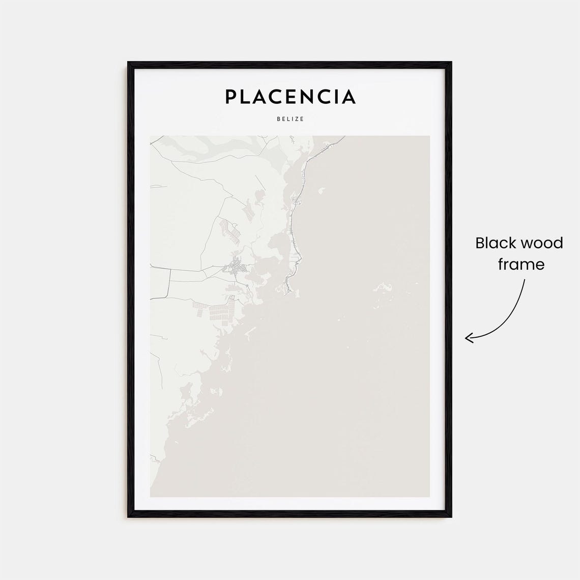 Placencia Belize Minimalist Beach Map Poster Coastal Travel Wall Decor - Image 3