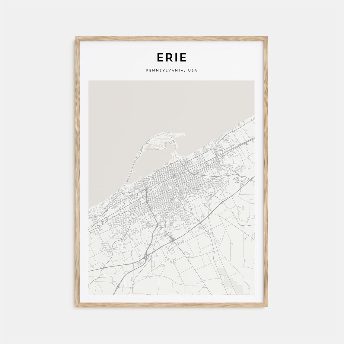 Erie Pennsylvania Minimalist Lakeside City Map Poster Modern Decor