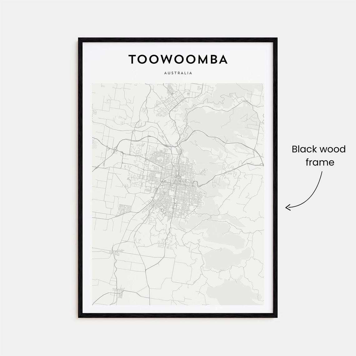 Toowoomba Australia Minimalist City Street Map Travel Poster - Image 3