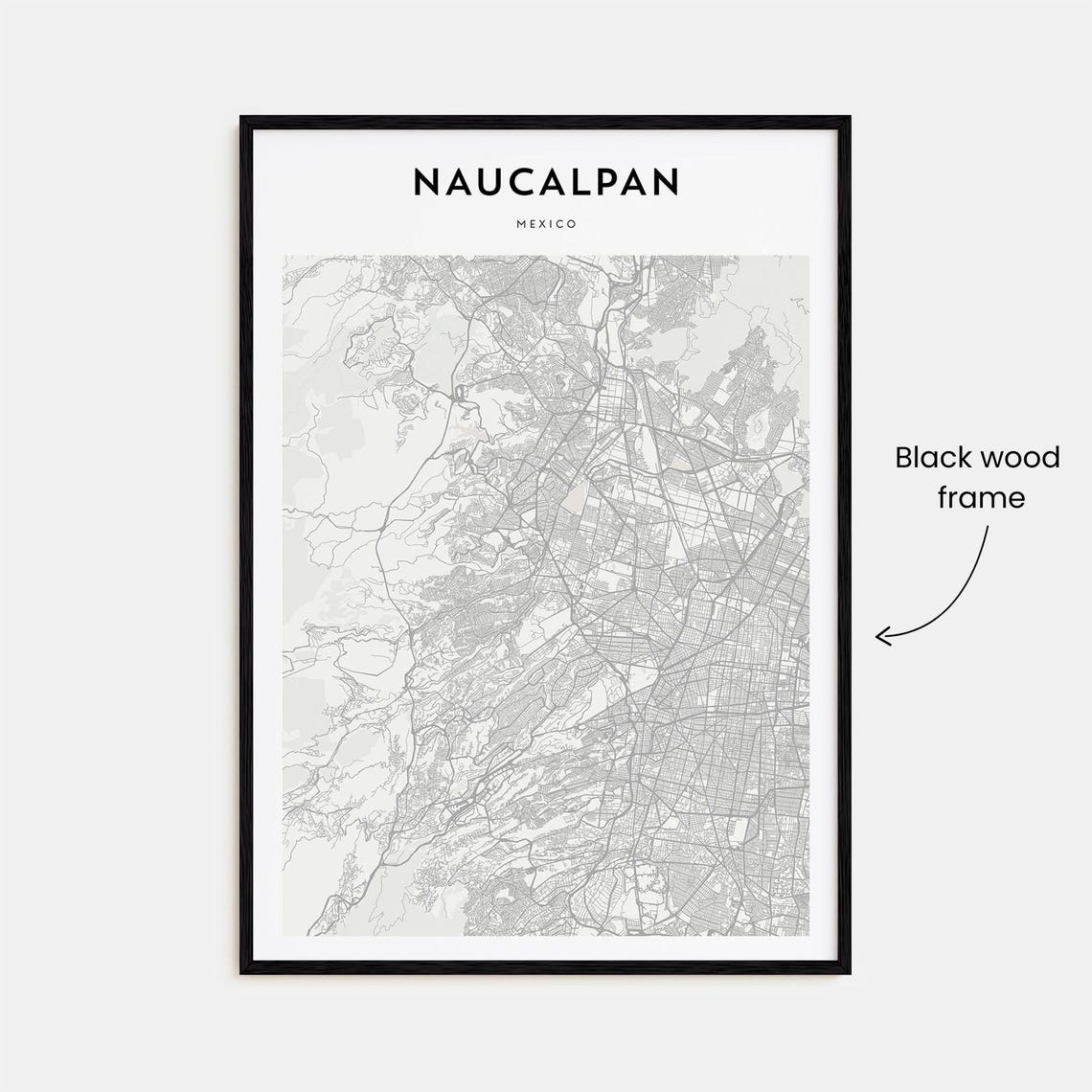 Naucalpan Mexico Minimalist Street Map Modern City District Poster - Image 3