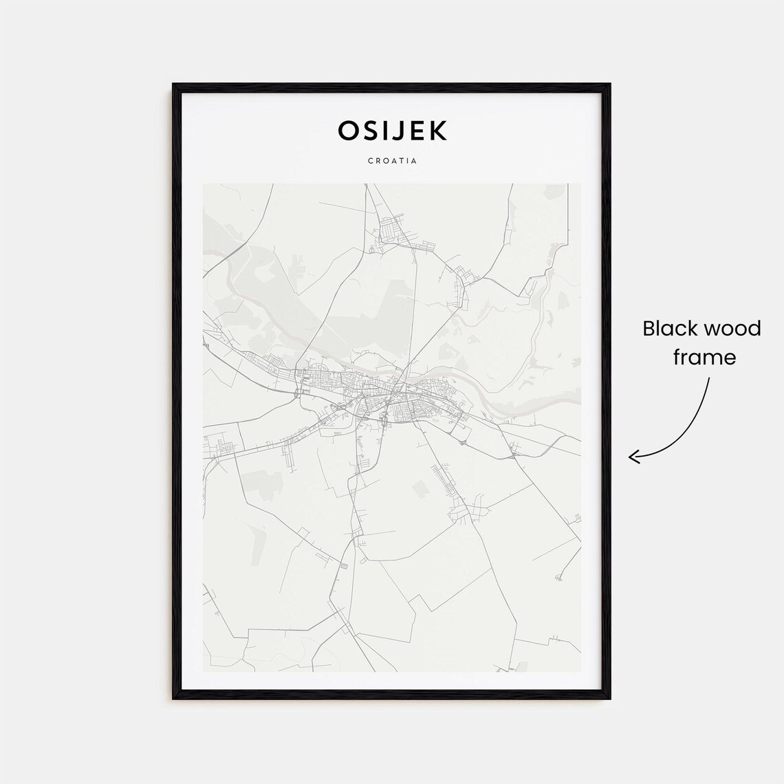 Osijek Slavonia Croatia Minimalist Street Map City Travel Art Poster - Image 3