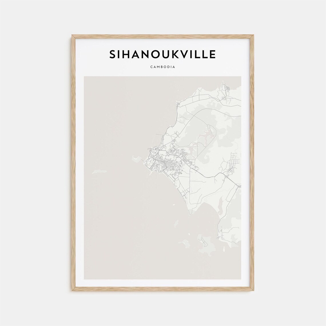 Sihanoukville Cambodia Minimalist Coastal City Map Travel Poster