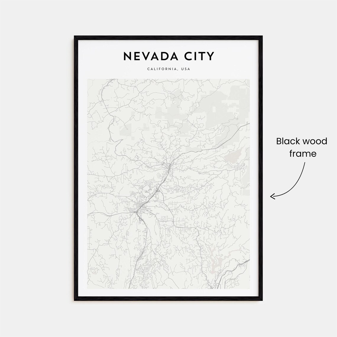 Nevada City California Minimalist Street Map Gold Country Poster - Image 3