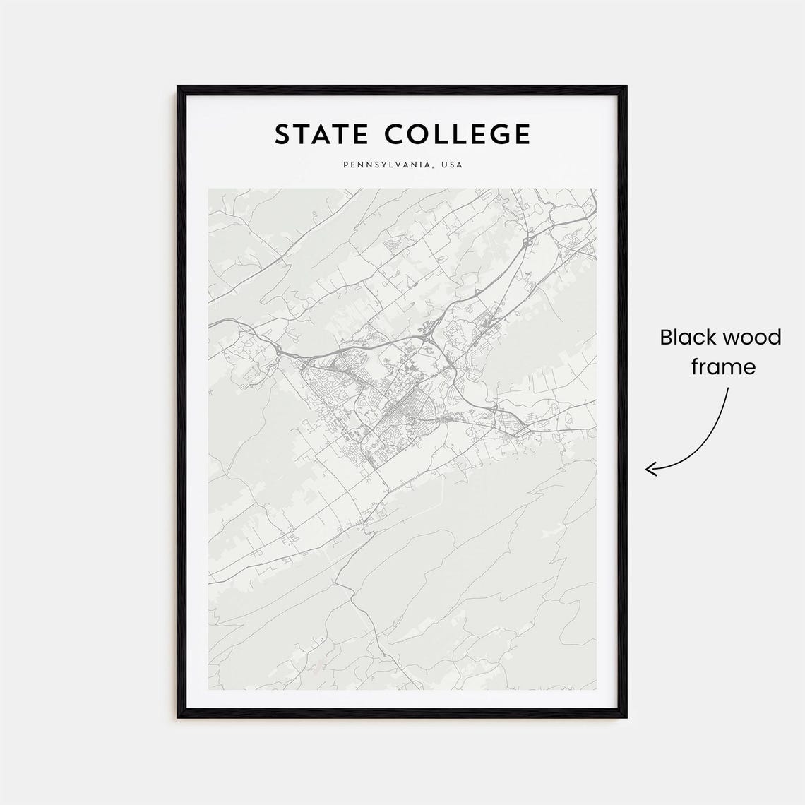 State College Pennsylvania Minimalist City Map Line Art Poster - Image 3