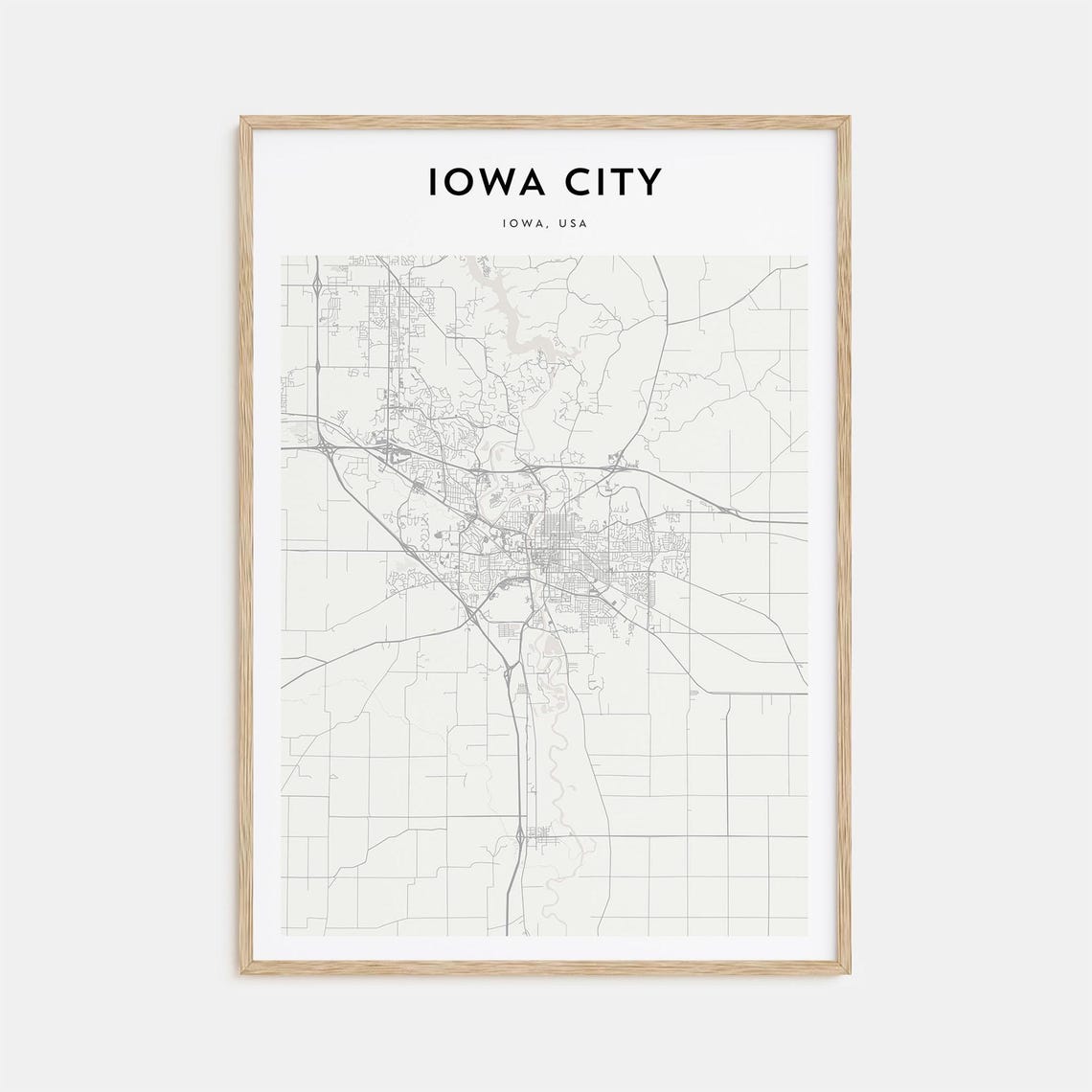 Iowa City Map Poster Iowa City Map Print Iowa City Personalized Map Art Iowa City Wall Art Iowa City Travel Print Iowa Usa