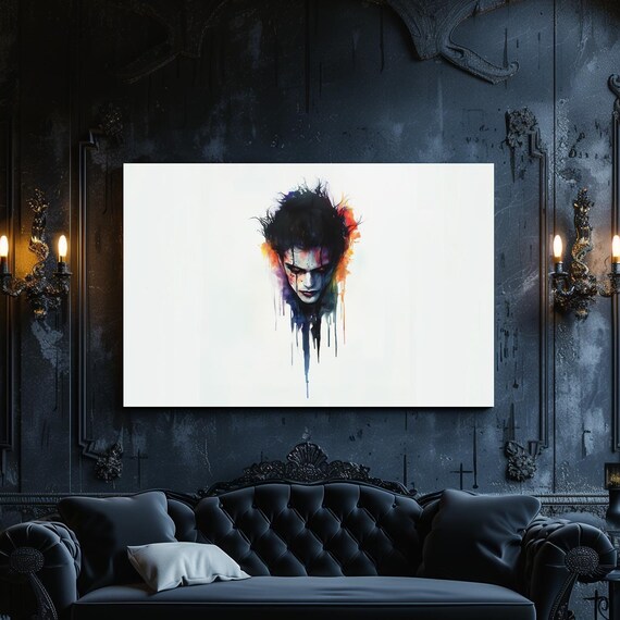 Melting Dark Villain Face Watercolor Gothic Horror Night Poster