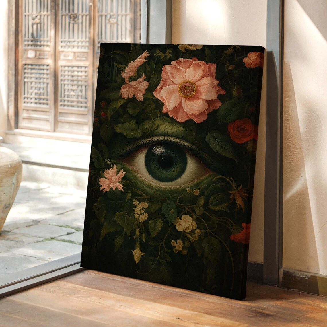 Surreal Botanical Eye Dark Floral Mystical Garden Art Poster