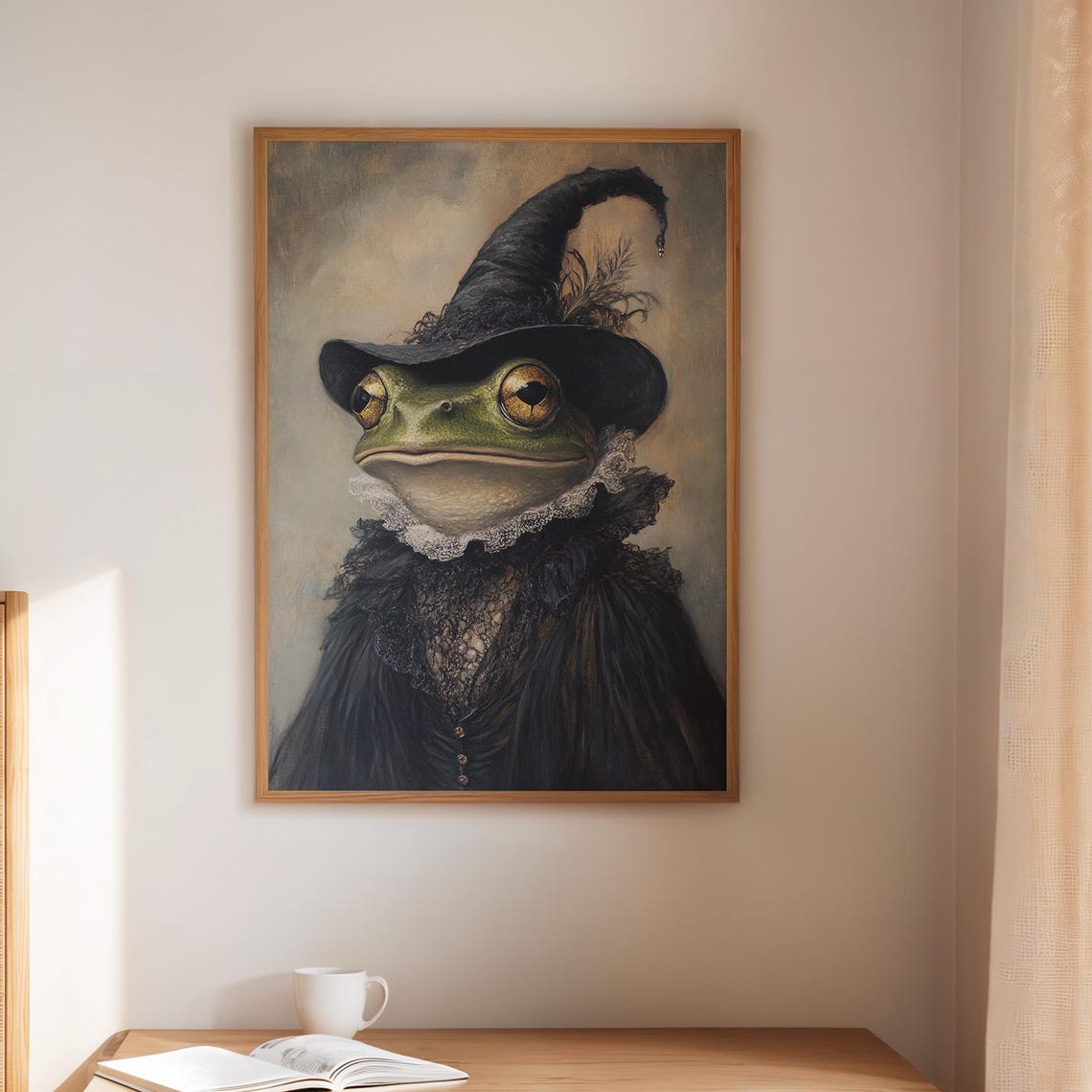 Frog Witch Vintage Halloween Wall Art Print