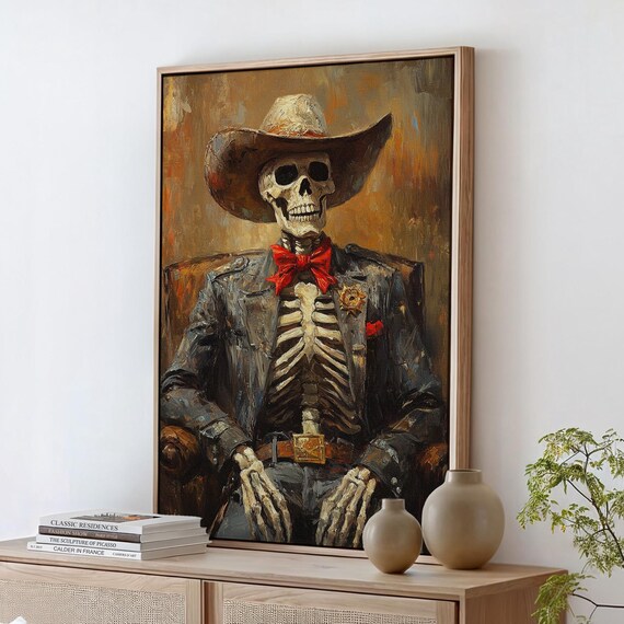 Cowboy Skeleton Western Gothic Vintage Art Print