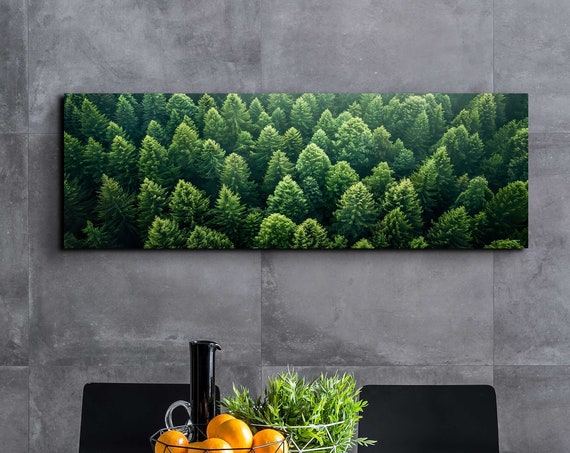 Aerial View Of The Forest Wall Art Print Panoramic Wall Decor Livingroom Ready To Hang Nature Wilderness Decor Top View Of Trees