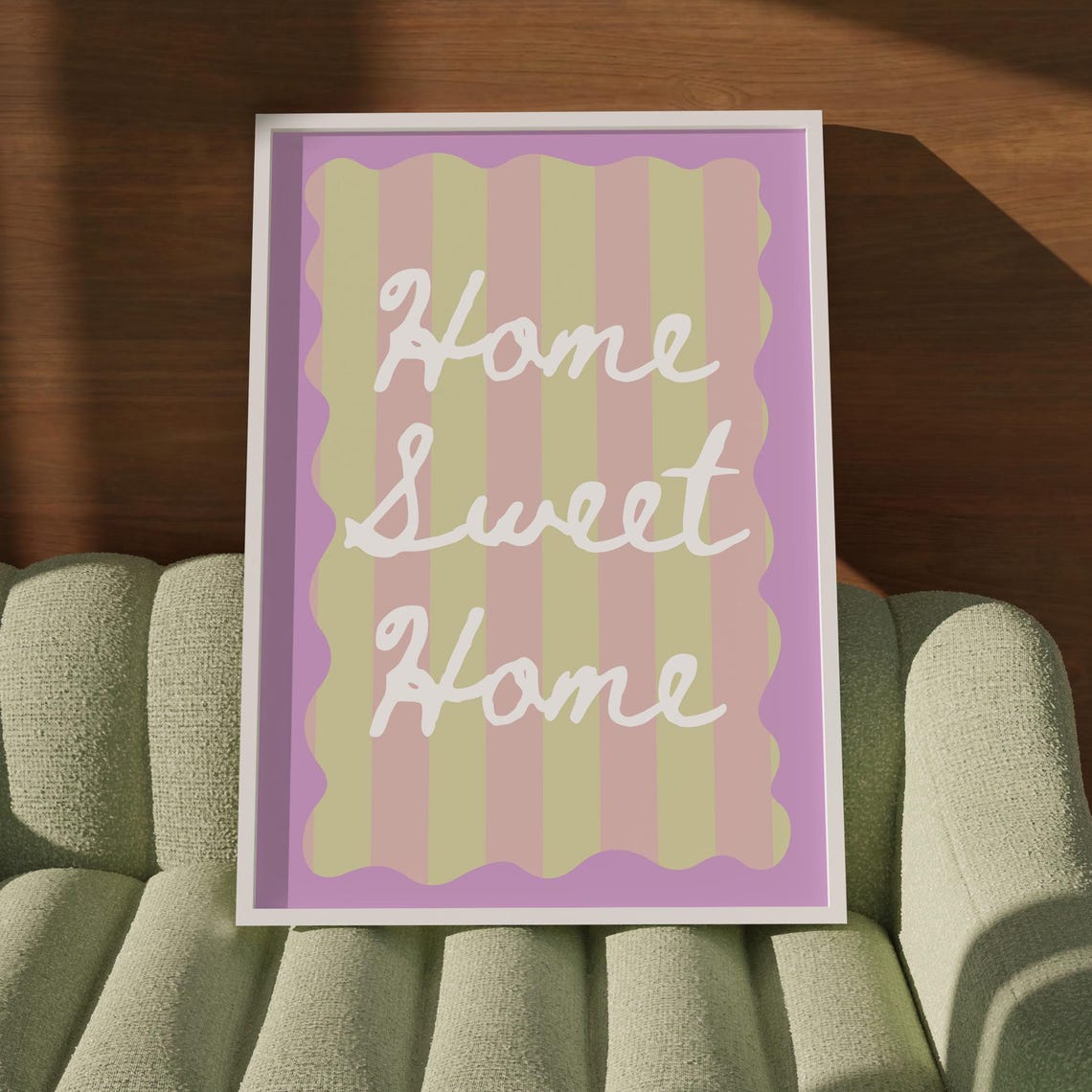 Home Sweet Home Pastel Striped Script Daily Affirmation Decor Poster