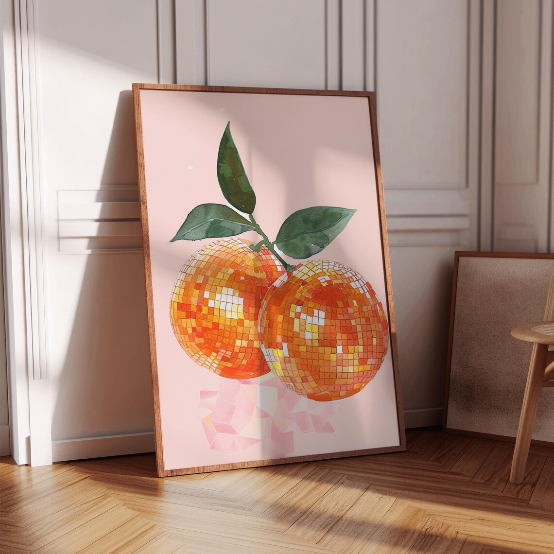 Disco Oranges Retro Kitchen Decor Poster Print