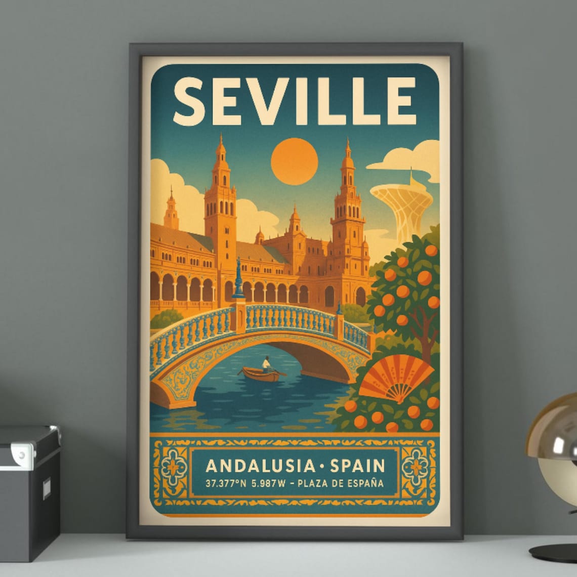 Seville Plaza de Espana Vintage Travel Andalusia Spain Poster