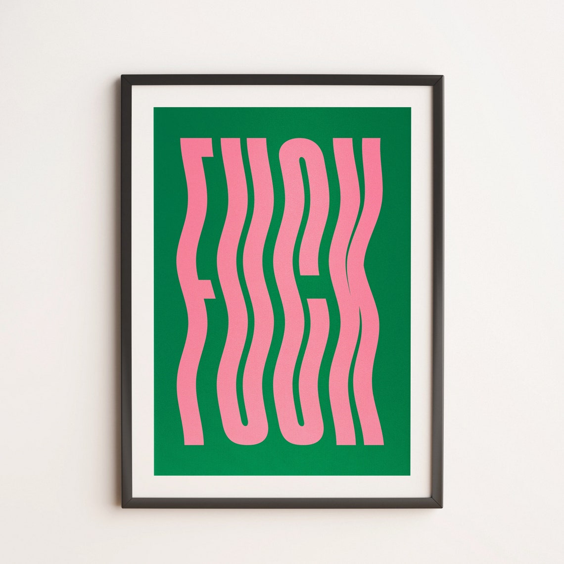 Wavy Bold Typography Pop Art Poster in Pink on Tropical Green - Image 3