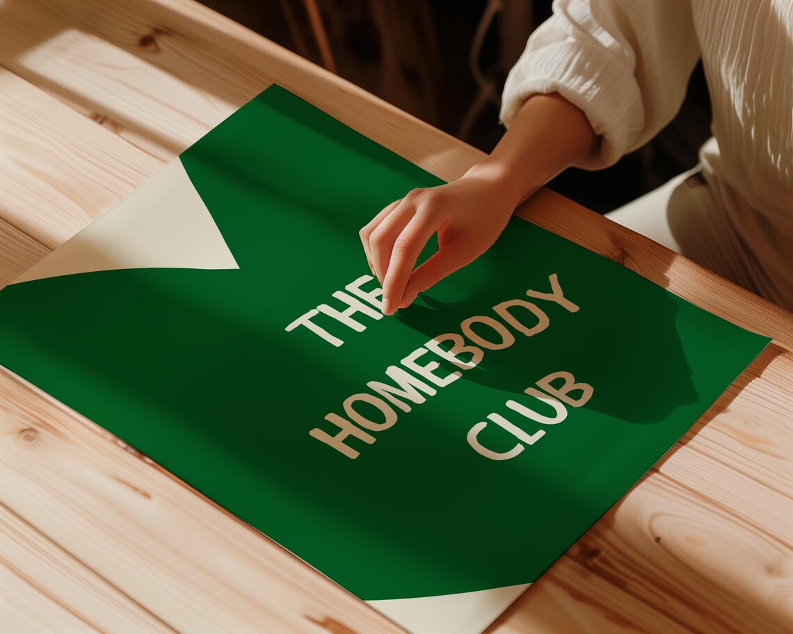 The Homebody Club Green Minimalist Cozy Typography Quote Poster - Image 4