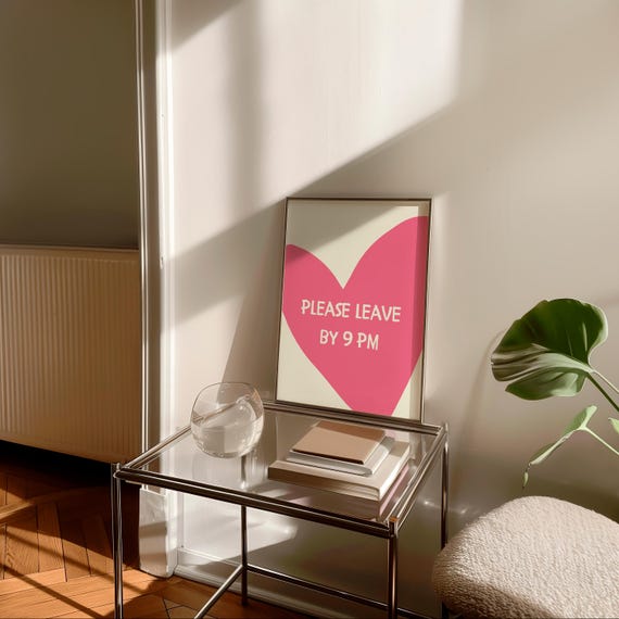 Please Leave By 9pm Wall Art Typography Wall Art Funny Quote Print Modern Room Art Trendy Dorm Room Poster Guest Check Print