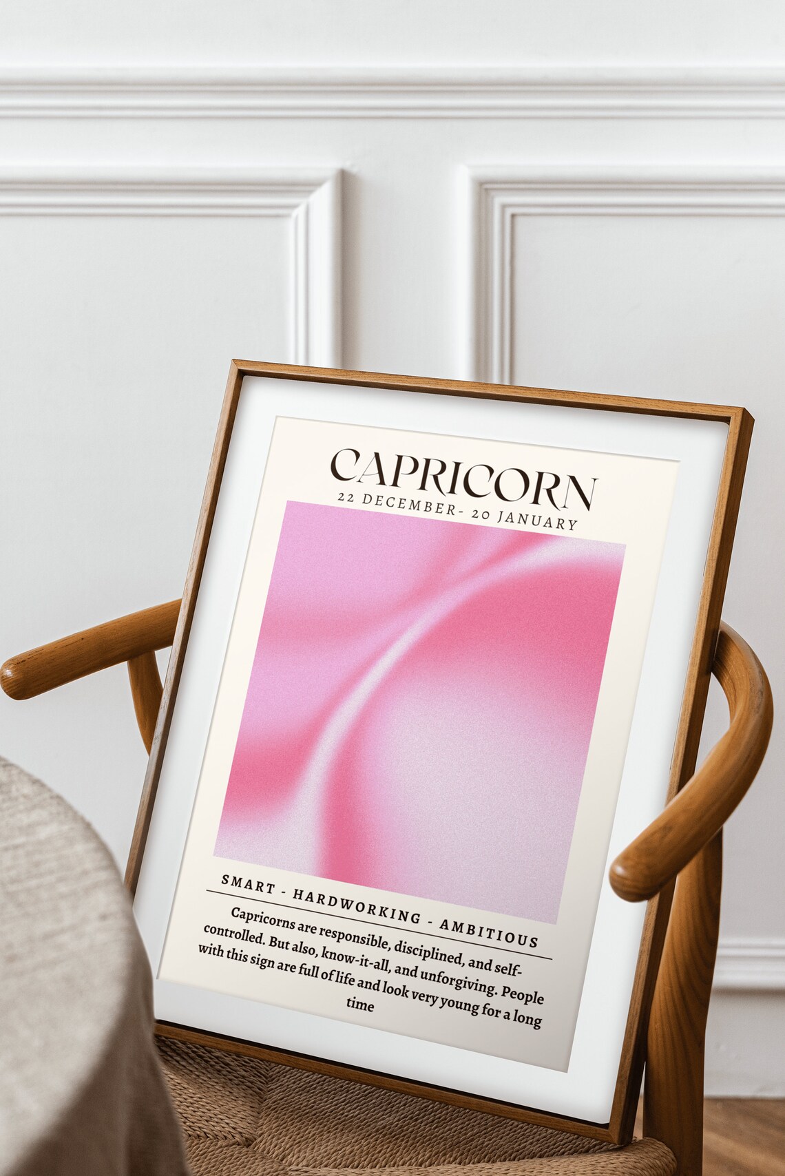 Capricorn Pink Aura Zodiac Star Sign Astrology Birthday Gift Wall Poster - Image 2