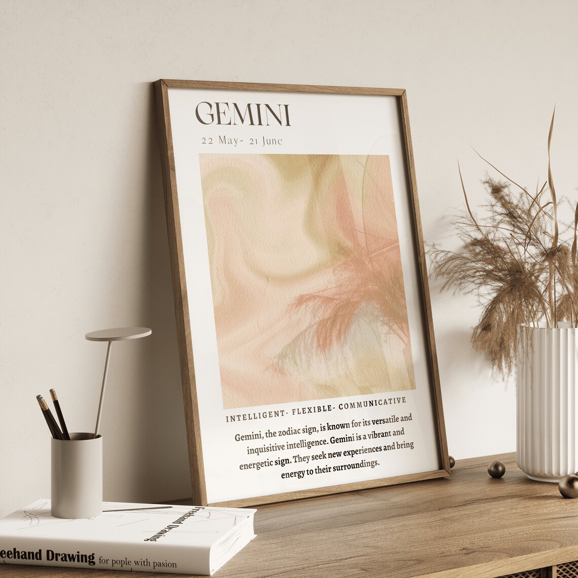 Gemini Zodiac Aura Gradient Poster for May June Birthdays Astrology Gift - Image 4