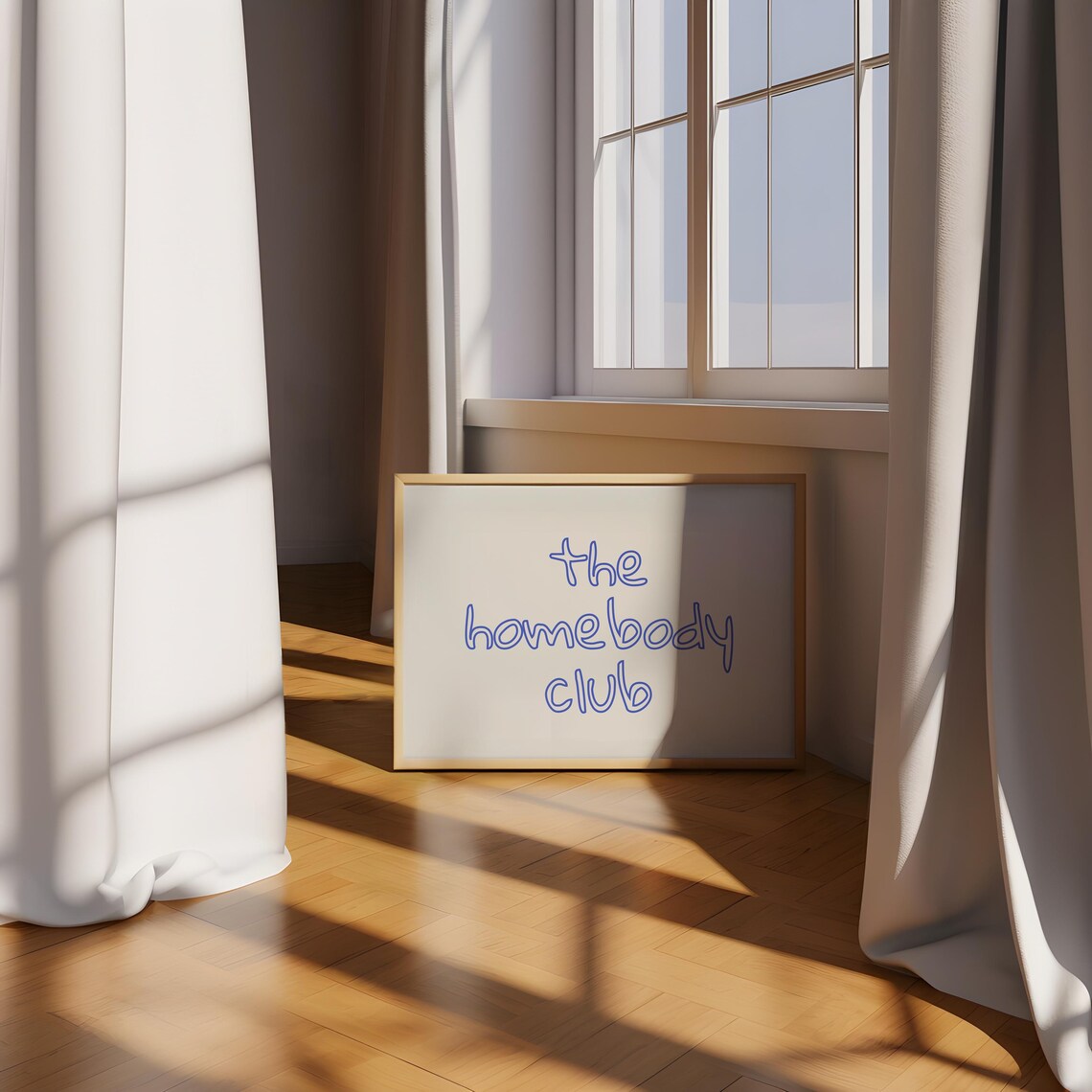 The Homebody Club Funny Minimalist Blue Doodle Typography Wall Poster - Image 3