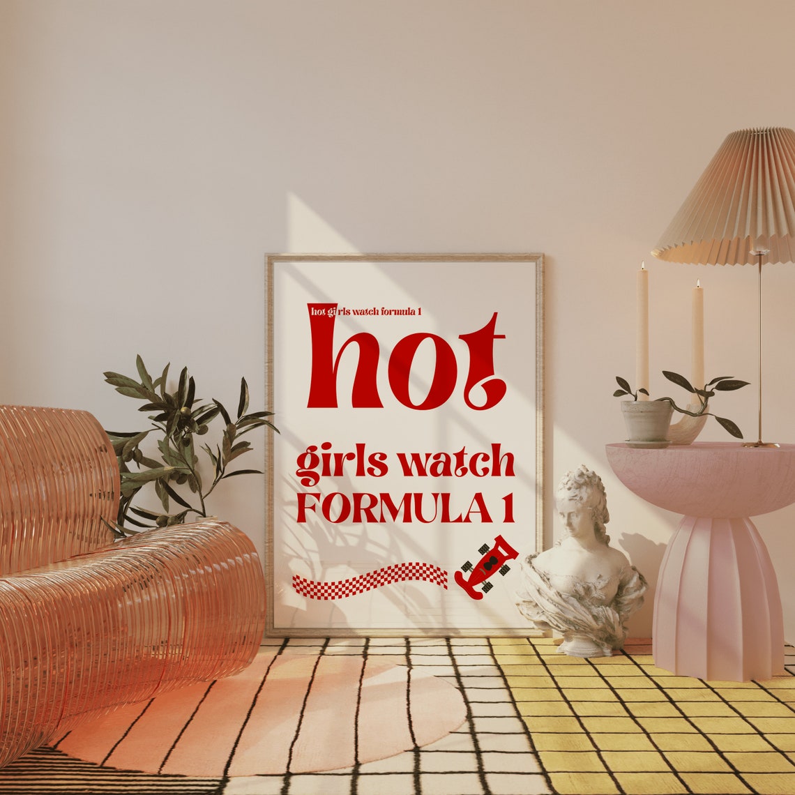 Hot Girls Watch Formula 1 Retro Red Typography Racing Fan Poster - Image 4