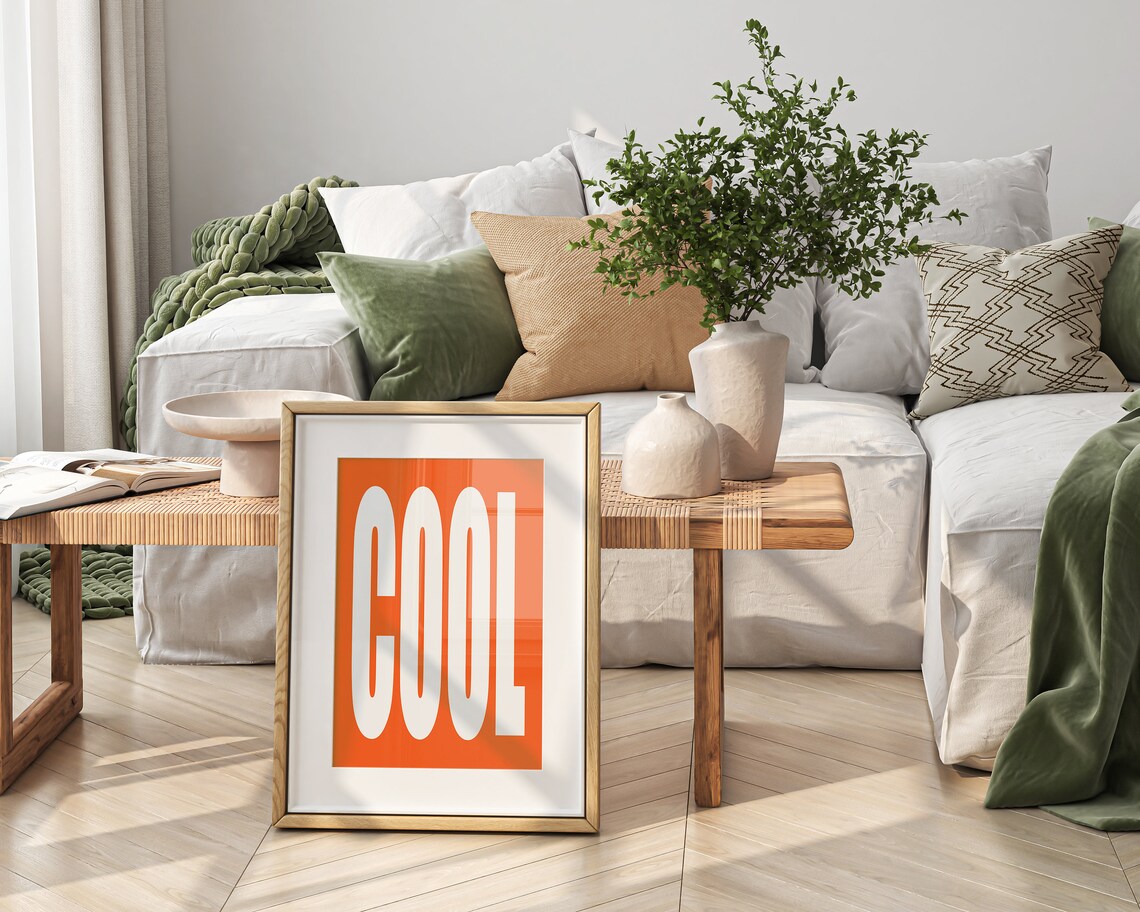 Orange Typographic Art Print, Trendy Preppy Decor - Image 3