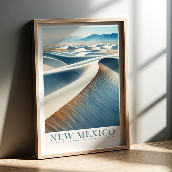 New Mexico Watercolor Print White Sands Park 50 Us States Collection Wall Art Wall Art Instant Art Poster