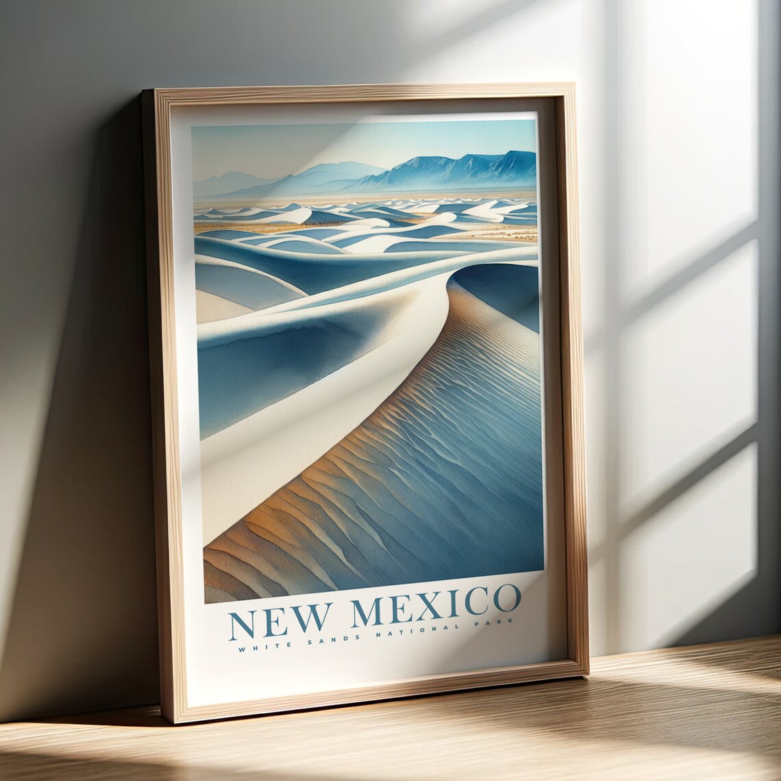 White Sands National Park New Mexico Dunes Watercolor Poster