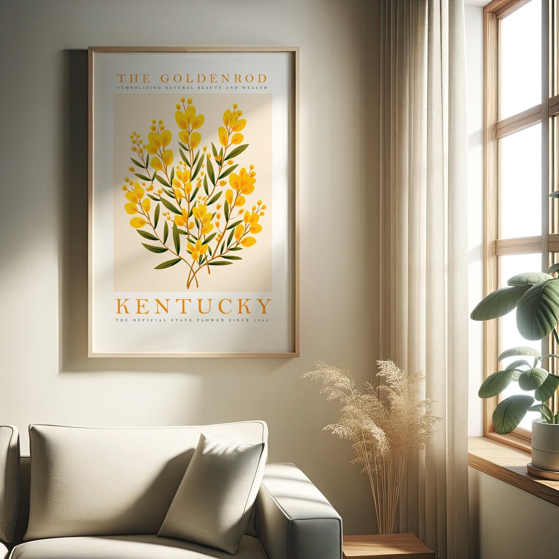 Kentucky State Flower Goldenrod, Trendy Floral Art Print