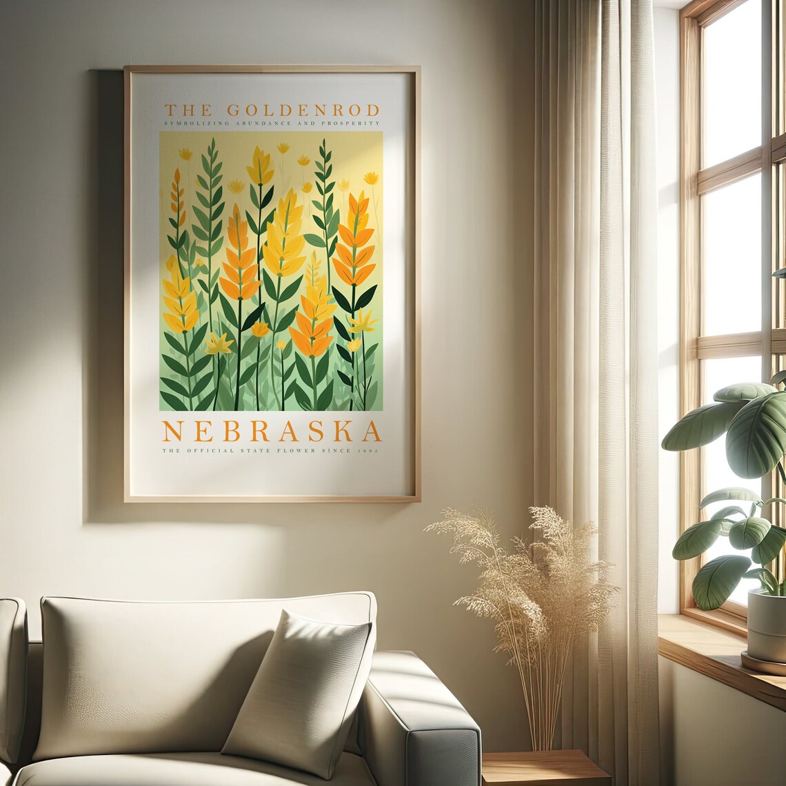 Nebraska State Flower Goldenrod Floral Poster Print